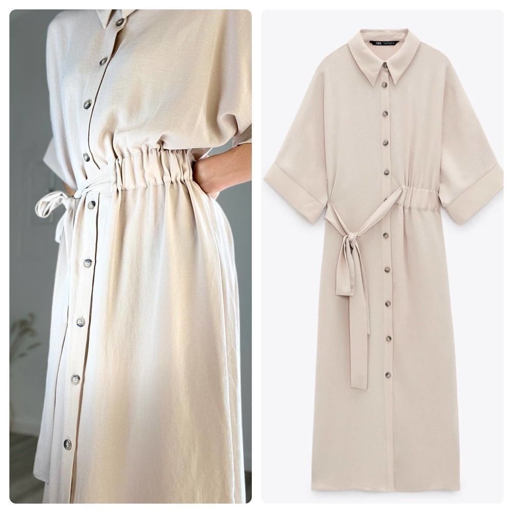 Zara Asymmetric Belted Shirt Dress